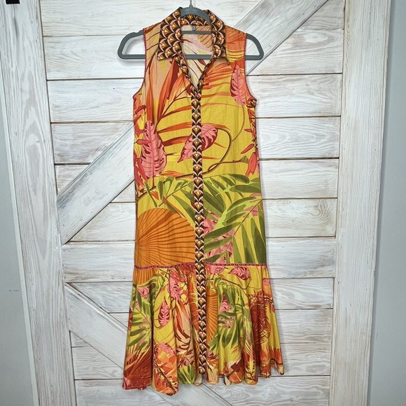 Anthropologie Blank London Hadley Button-Front Maxi Dress Yellow Floral - Picture 10 of 11